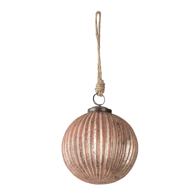 Clayre & Eef Kerstbal  Ø 11 cm Roze Glas Rond