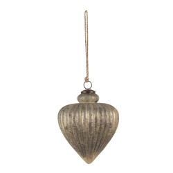 Clayre & Eef Christmas Bauble Ø 16x20 cm Grey Glass