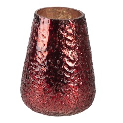 Clayre & Eef Theelichthouder  Ø 13x18 cm Rood Glas Rond