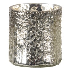 Clayre & Eef Porte-bougie Ø 8x8 cm Couleur argent Verre Rond