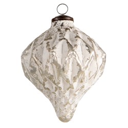 Clayre & Eef Christmas Bauble XL Ø 12x15 cm White Glass