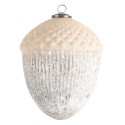 Clayre & Eef Kerstbal XL  Ø 15 cm Wit Grijs Glas