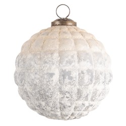 Clayre & Eef Boule de Noël Ø 12 cm Blanc Gris Verre Rond