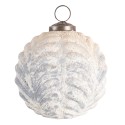 Clayre & Eef Boule de Noël Ø 10 cm Blanc Gris Verre Rond