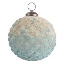 Clayre & Eef Kerstbal  Ø 10 cm Turquoise Beige Glas Rond