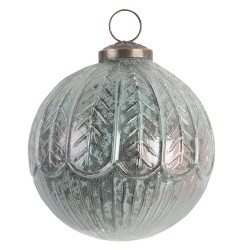 Clayre & Eef Boule de Noël Ø 10 cm Turquoise Verre Rond