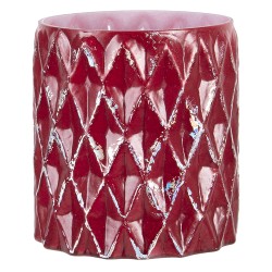 Clayre & Eef Theelichthouder  Ø 10x11 cm Rood Glas Rond