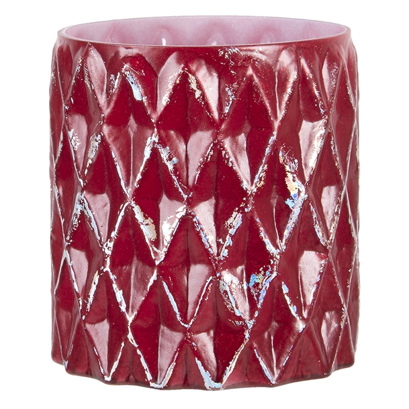 Clayre & Eef Porte-bougie Ø 10x11 cm Rouge Verre Rond