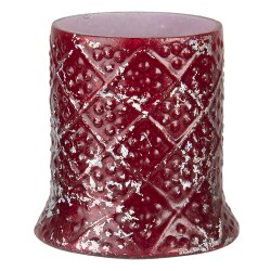 Clayre & Eef Theelichthouder  Ø 6x7 cm Rood Glas Rond