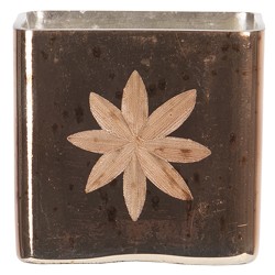 Clayre & Eef Porte-bougie 7x7x9 cm Couleur or Verre Carré Étoile