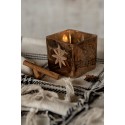 Clayre & Eef Tealight Holder 7x7x9 cm Gold colored Glass Square Star