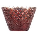 Clayre & Eef Theelichthouder  Ø 10x7 cm Rood Glas Rond