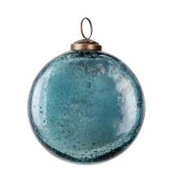 Clayre & Eef Boule de Noël Ø 10 cm Bleu Verre Rond