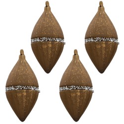 Clayre & Eef Boule de Noël set de 4 7x14 cm Marron Verre