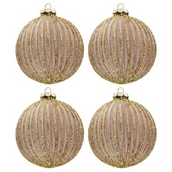 Clayre & Eef Palla di natale set di 4 Ø 10 cm Color oro Vetro Rotondo