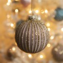 Clayre & Eef Christmas Bauble Set of 4 Ø 10 cm Gold colored Glass Round