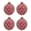 Clayre & Eef Palla di natale set di 4 Ø 8 cm Rosso Vetro Rotondo