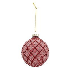 Clayre & Eef Kerstbal Set van 4  Ø 8 cm Rood Glas Rond