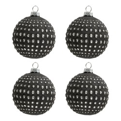 Clayre & Eef Boule de Noël set de 4 Ø 8 cm Gris Verre Rond