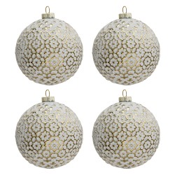 Clayre & Eef Weihnachtskugel 4er Set Ø 10 cm Goldfarbig Glas Rund