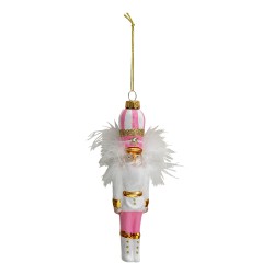 Clayre & Eef Christmas Ornament Nutcracker 17 cm Pink Glass