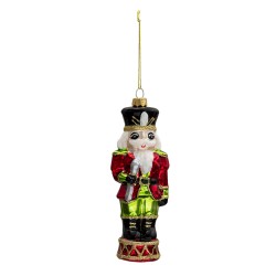 Clayre & Eef Christmas Ornament Nutcracker 17 cm Red Green Glass