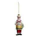 Clayre & Eef Ornement de Noël Père Noël 17 cm Blanc Rouge Verre