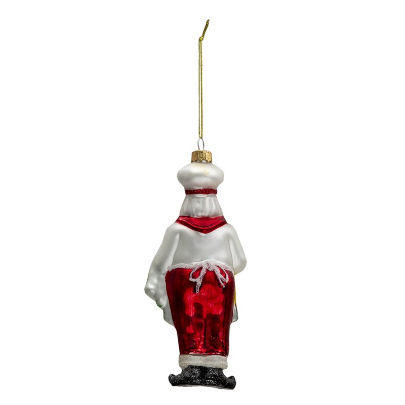 Clayre & Eef Ornement de Noël Père Noël 17 cm Blanc Rouge Verre