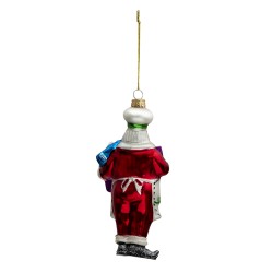 Clayre & Eef Kersthanger Kerstman 17 cm Rood Wit Glas