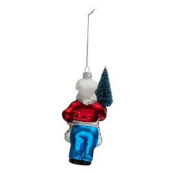 Clayre & Eef Weihnachtsanhänger Weihnachtsmann 16 cm Rot Blau Glas