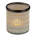 Clayre & Eef Tealight Holder Ø 8x9 cm White Glass Metal Round