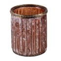 Clayre & Eef Porte-bougie Ø 10x12 cm Marron Verre Métal Rond