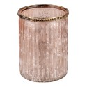 Clayre & Eef Porte-bougie Ø 11x14 cm Beige Rose Verre Métal Rond