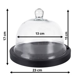 Clayre & Eef Cloche Ø 23x17 cm Noir Bois Verre Rond