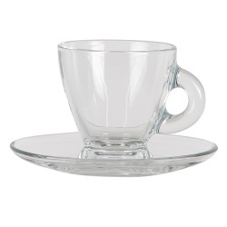 Clayre & Eef Tasse mit Untertasse 85 ml Glas