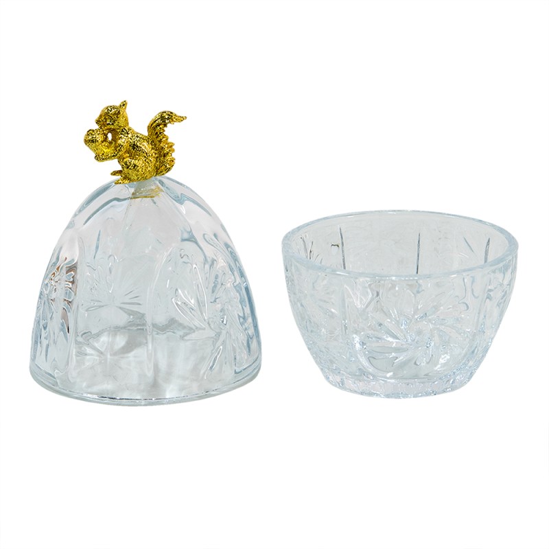 Clayre & Eef Glass Jar Ø 10x18 cm Glass Oval Squirrel