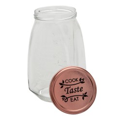 Clayre & Eef Voorraadpot  1000 ml Glas Vierkant Cook Taste Eat