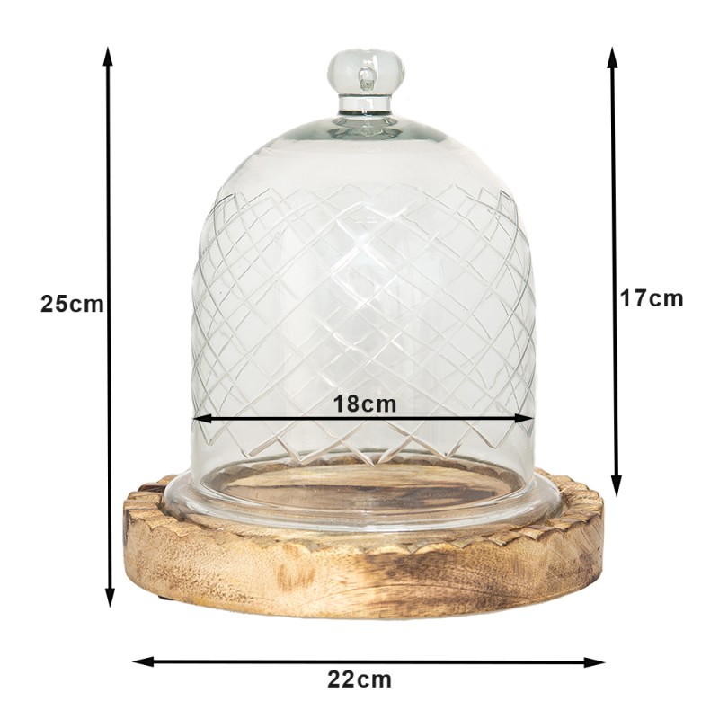 Clayre & Eef Cloche Ø 22x25 cm Glass Wood