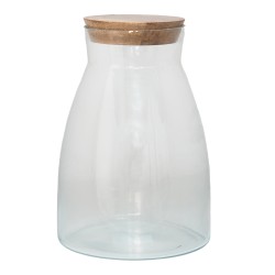 Clayre & Eef Voorraadpot  Ø 18x26 cm Glas Hout