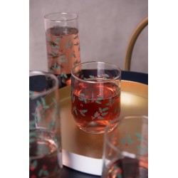 Clayre & Eef Wasserglas 300 ml Grün Glas Stechpalmenblätter