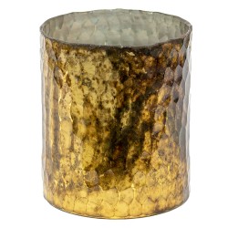 Clayre & Eef Tealight Holder Ø 11x13 cm Gold colored Brown Glass Round