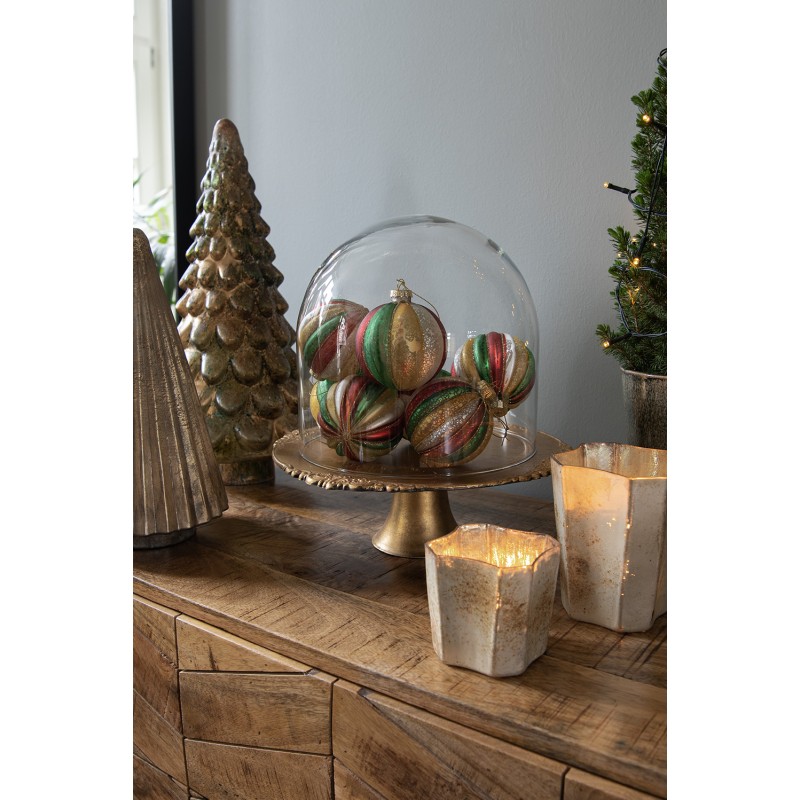 Clayre & Eef Décoration de Noël Sapin de Noël 32 cm Couleur or Verre Sapin de Noël