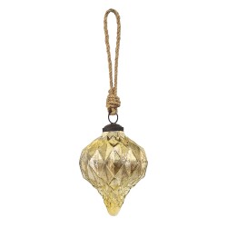 Clayre & Eef Christmas Bauble Ø 8 cm Gold colored Glass