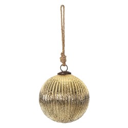 Clayre & Eef Christmas Bauble Ø 14 cm Gold colored Glass