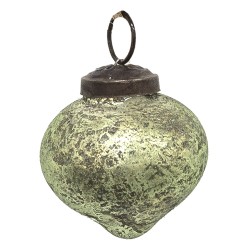 Clayre & Eef Christmas Bauble Ø 5 cm Green Glass