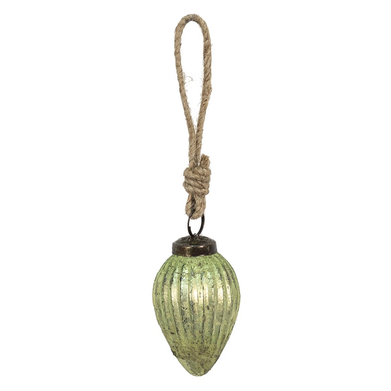 Clayre & Eef Christmas Bauble Ø 5 cm Green Glass