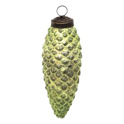 Clayre & Eef Kerstbal  10 cm Groen Glas