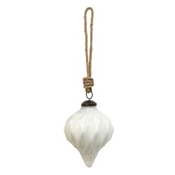 Clayre & Eef Christmas Bauble Ø 8 cm White Glass