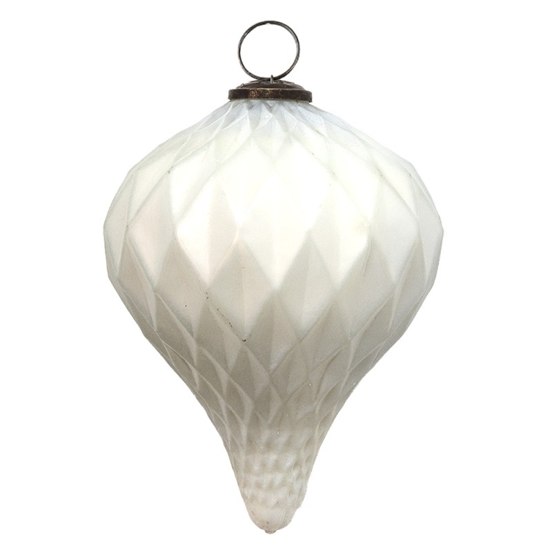 Clayre & Eef Palla di natale XL Ø 16 cm Bianco Vetro