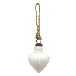 Clayre & Eef Christmas Bauble Ø 8 cm White Glass